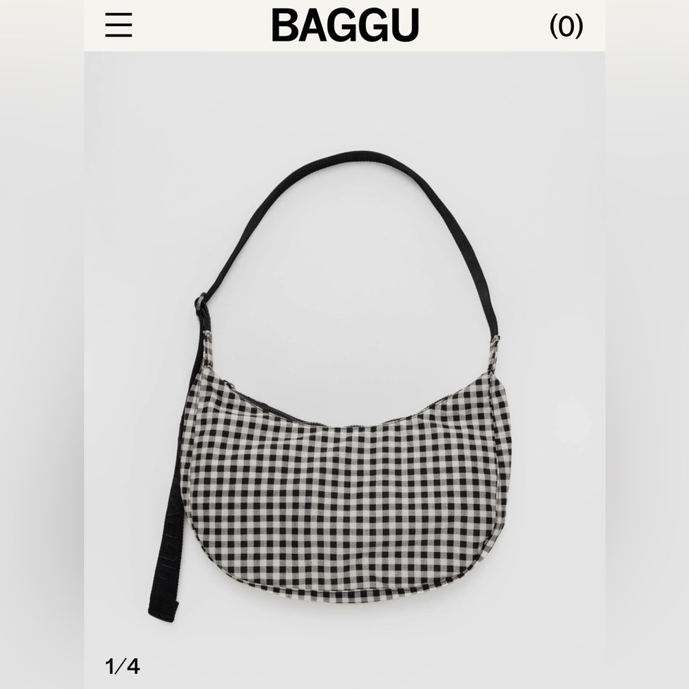 Baggu Large Crescent - black and white gingham
